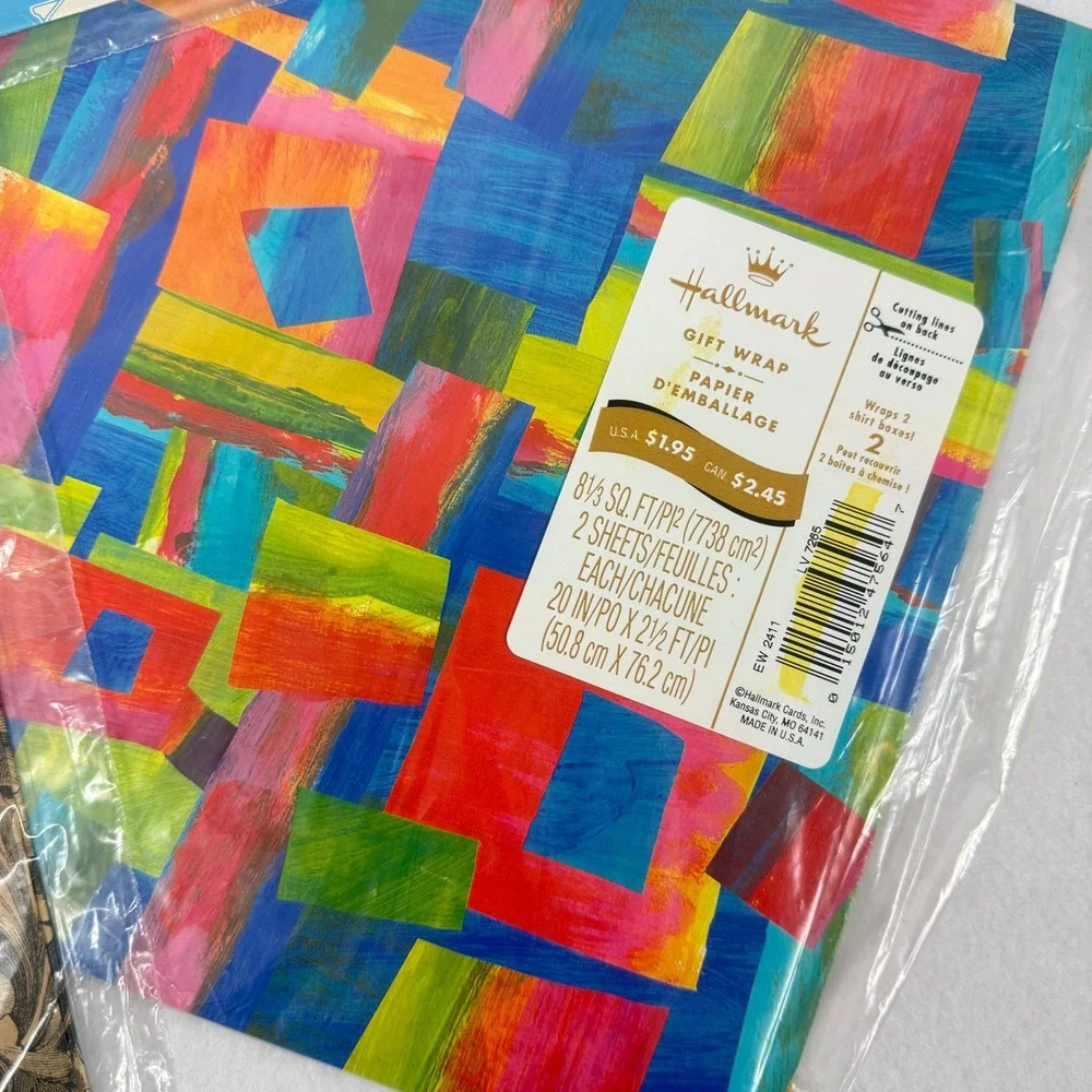 Vintage Hallmark Gift Wrap Lot 5 Packs Pandas Seashells‎ Abstract Floral Designs
